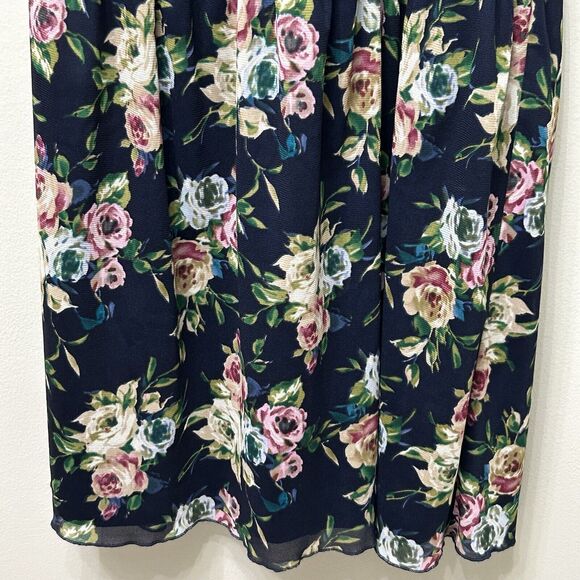 Torrid Dress Women's 1 1X Blue Knee Length One Shoulder Floral Beach Cottagecore - Picture 5 of 13